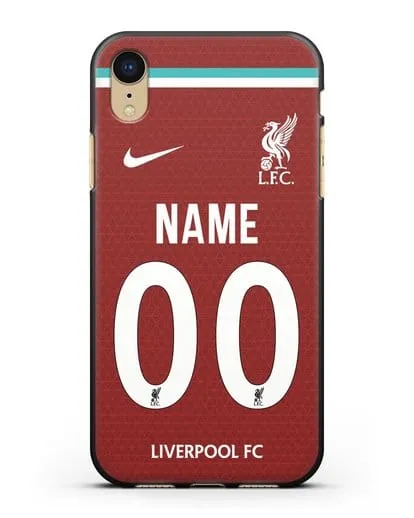 Именной чехол ФК Ливерпуль с фамилией и номером (сезон 2020-2021) домашняя форма силиконовый для iPhone XR