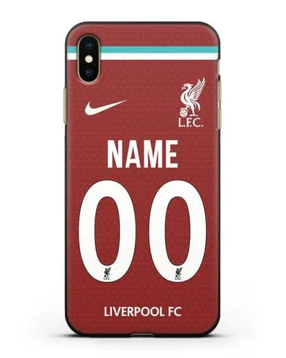 Именной чехол ФК Ливерпуль с фамилией и номером (сезон 2020-2021) домашняя форма силиконовый для iPhone XS Max