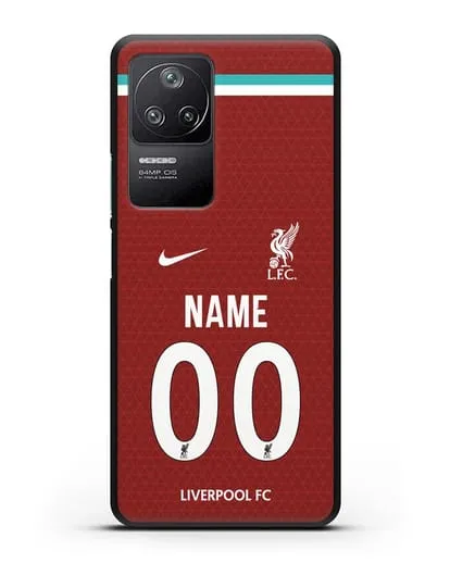 Именной чехол ФК Ливерпуль с фамилией и номером (сезон 2020-2021) домашняя форма силиконовый для Xiaomi Poco F4