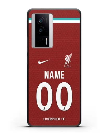 Именной чехол ФК Ливерпуль с фамилией и номером (сезон 2020-2021) домашняя форма силиконовый для Xiaomi Poco F5 Pro