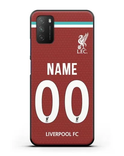 Именной чехол ФК Ливерпуль с фамилией и номером (сезон 2020-2021) домашняя форма силиконовый для Xiaomi Poco M3