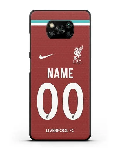 Именной чехол ФК Ливерпуль с фамилией и номером (сезон 2020-2021) домашняя форма силиконовый для Xiaomi Poco X3
