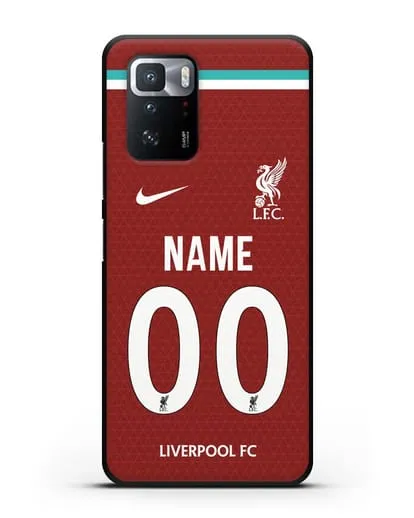Именной чехол ФК Ливерпуль с фамилией и номером (сезон 2020-2021) домашняя форма силиконовый для Xiaomi Poco X3 GT