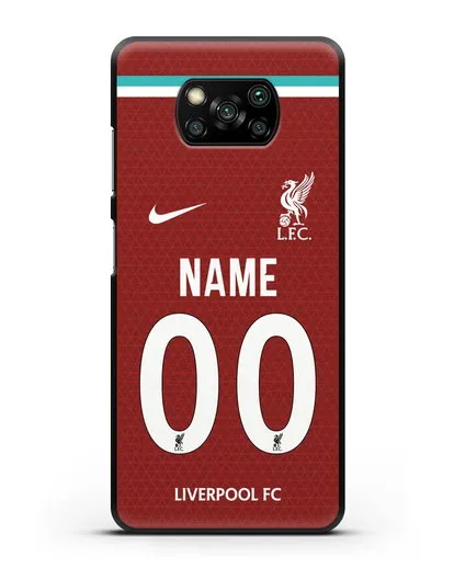 Именной чехол ФК Ливерпуль с фамилией и номером (сезон 2020-2021) домашняя форма силиконовый для Xiaomi Poco X3 Pro