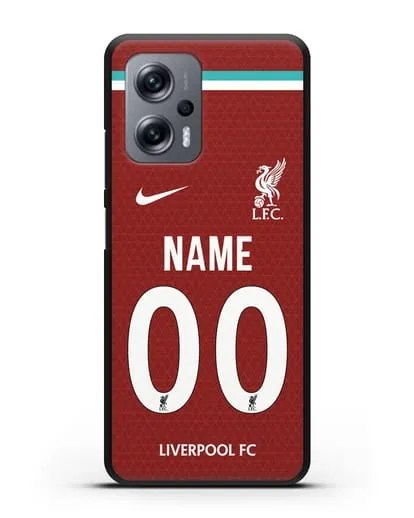 Именной чехол ФК Ливерпуль с фамилией и номером (сезон 2020-2021) домашняя форма силиконовый для Xiaomi Poco X4 GT