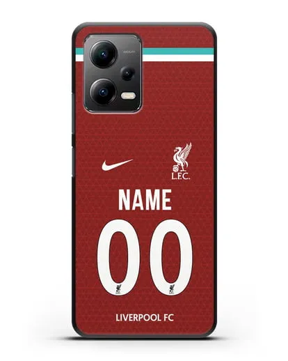 Именной чехол ФК Ливерпуль с фамилией и номером (сезон 2020-2021) домашняя форма силиконовый для Xiaomi Poco X5