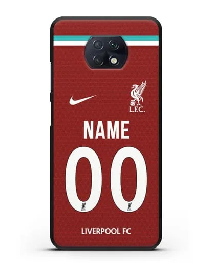 Именной чехол ФК Ливерпуль с фамилией и номером (сезон 2020-2021) домашняя форма силиконовый для Xiaomi Redmi Note 9T