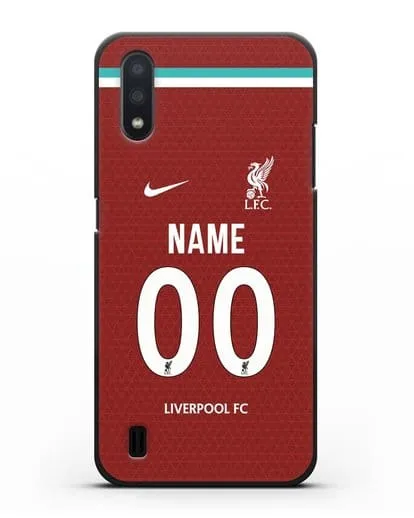 Именной чехол ФК Ливерпуль с фамилией и номером (сезон 2020-2021) домашняя форма силиконовый для Samsung Galaxy A01 [SM-A015F]