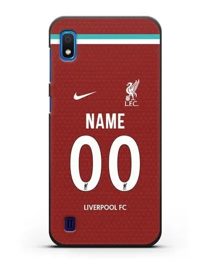 Именной чехол ФК Ливерпуль с фамилией и номером (сезон 2020-2021) домашняя форма силиконовый для Samsung Galaxy A10 [SM-A105F]