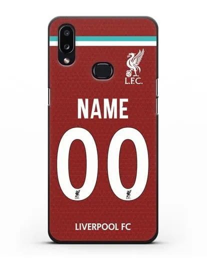 Именной чехол ФК Ливерпуль с фамилией и номером (сезон 2020-2021) домашняя форма силиконовый для Samsung Galaxy A10s [SM-F107F]