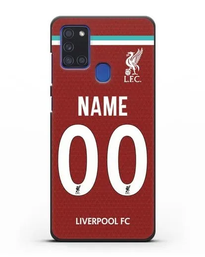 Именной чехол ФК Ливерпуль с фамилией и номером (сезон 2020-2021) домашняя форма силиконовый для Samsung Galaxy A21s [SM-A217F]