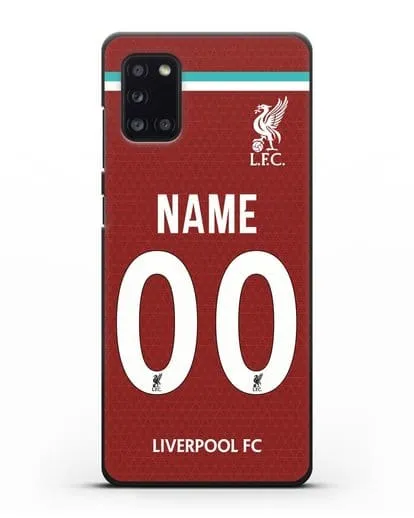 Именной чехол ФК Ливерпуль с фамилией и номером (сезон 2020-2021) домашняя форма силиконовый для Samsung Galaxy A31 [SM-A315F]