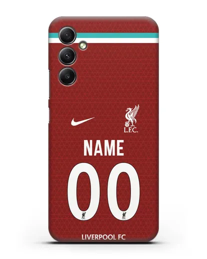 Именной чехол ФК Ливерпуль с фамилией и номером (сезон 2020-2021) домашняя форма силиконовый для Samsung Galaxy A34 [SM-A346]