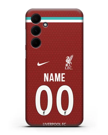 Именной чехол ФК Ливерпуль с фамилией и номером (сезон 2020-2021) домашняя форма силиконовый для Samsung Galaxy A35 [SM-A356]
