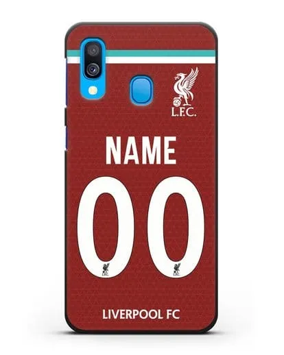 Именной чехол ФК Ливерпуль с фамилией и номером (сезон 2020-2021) домашняя форма силиконовый для Samsung Galaxy A40 [SM-A405F]