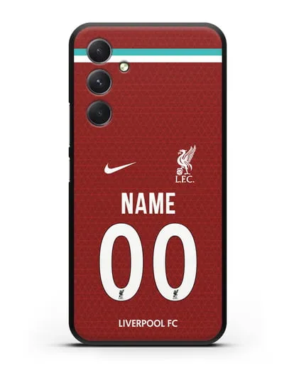 Именной чехол ФК Ливерпуль с фамилией и номером (сезон 2020-2021) домашняя форма силиконовый для Samsung Galaxy A54 [SM-A536]