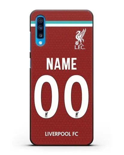 Именной чехол ФК Ливерпуль с фамилией и номером (сезон 2020-2021) домашняя форма силиконовый для Samsung Galaxy A70 [SM-A705F]