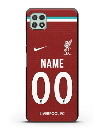 Именной чехол ФК Ливерпуль с фамилией и номером (сезон 2020-2021) домашняя форма силиконовый для Samsung Galaxy A22 [SM-A225F]