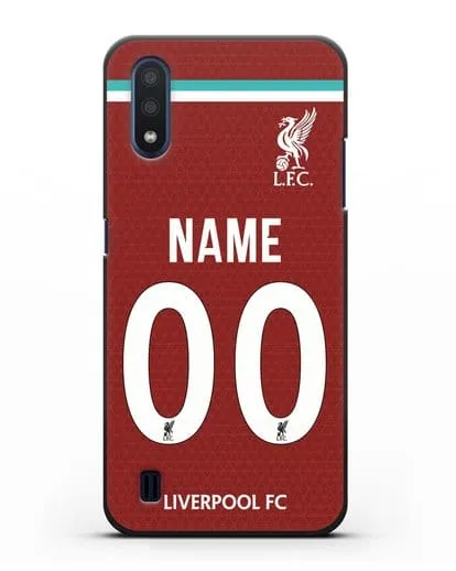 Именной чехол ФК Ливерпуль с фамилией и номером (сезон 2020-2021) домашняя форма силиконовый для Samsung Galaxy M01 [SM-M015F]