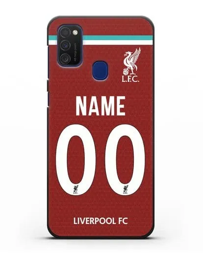 Именной чехол ФК Ливерпуль с фамилией и номером (сезон 2020-2021) домашняя форма силиконовый для Samsung Galaxy M21 [SM-M215F]