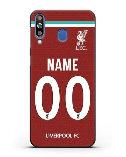 Именной чехол ФК Ливерпуль с фамилией и номером (сезон 2020-2021) домашняя форма силиконовый для Samsung Galaxy M30 [SM-M305F]