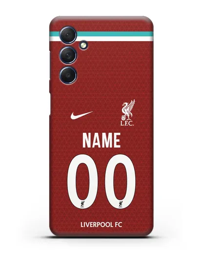 Именной чехол ФК Ливерпуль с фамилией и номером (сезон 2020-2021) домашняя форма силиконовый для Samsung Galaxy M54 [SM-M546]