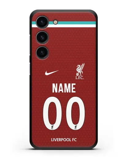 Именной чехол ФК Ливерпуль с фамилией и номером (сезон 2020-2021) домашняя форма силиконовый для Samsung Galaxy S23 [SM-S911]