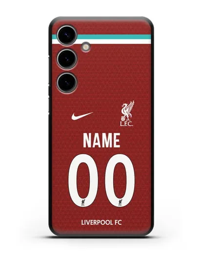 Именной чехол ФК Ливерпуль с фамилией и номером (сезон 2020-2021) домашняя форма силиконовый для Samsung Galaxy S24 Plus