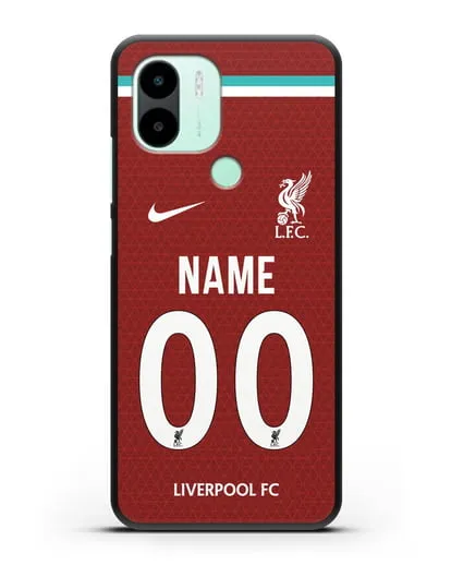 Именной чехол ФК Ливерпуль с фамилией и номером (сезон 2020-2021) домашняя форма силиконовый для Xiaomi Redmi A2 Plus
