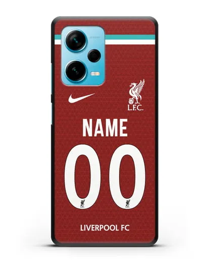 Именной чехол ФК Ливерпуль с фамилией и номером (сезон 2020-2021) домашняя форма силиконовый для Xiaomi Redmi Note 12 Pro Plus