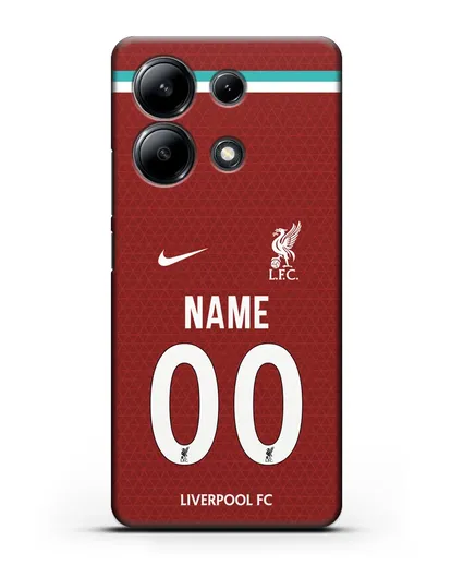 Именной чехол ФК Ливерпуль с фамилией и номером (сезон 2020-2021) домашняя форма силиконовый для Xiaomi Redmi Note 13 4G