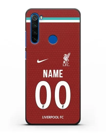 Именной чехол ФК Ливерпуль с фамилией и номером (сезон 2020-2021) домашняя форма силиконовый для Xiaomi Redmi Note 8