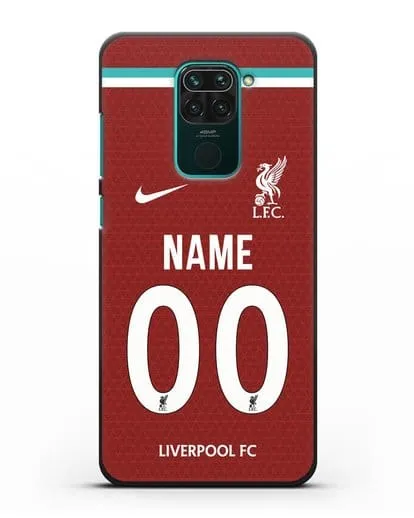 Именной чехол ФК Ливерпуль с фамилией и номером (сезон 2020-2021) домашняя форма силиконовый для Xiaomi Redmi Note 9