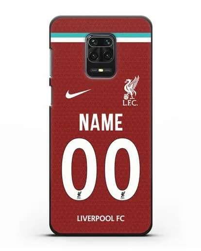 Именной чехол ФК Ливерпуль с фамилией и номером (сезон 2020-2021) домашняя форма силиконовый для Xiaomi Redmi Note 9 Pro