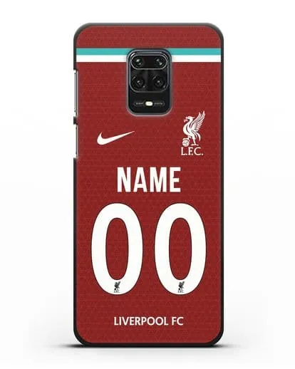 Именной чехол ФК Ливерпуль с фамилией и номером (сезон 2020-2021) домашняя форма силиконовый для Xiaomi Redmi Note 9S