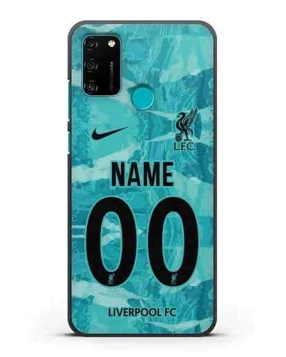 Именной чехол ФК Ливерпуль с фамилией и номером (сезон 2020-2021) гостевая форма силиконовый для Honor 9A