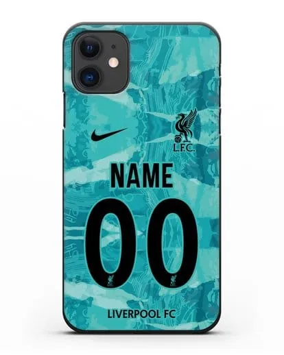 Именной чехол ФК Ливерпуль с фамилией и номером (сезон 2020-2021) гостевая форма силиконовый для iPhone 11