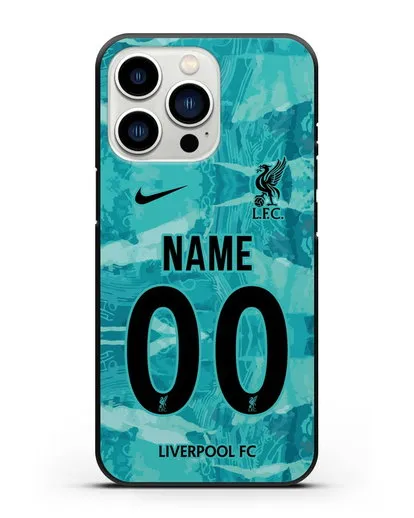 Именной чехол ФК Ливерпуль с фамилией и номером (сезон 2020-2021) гостевая форма силиконовый для iPhone 13 Pro