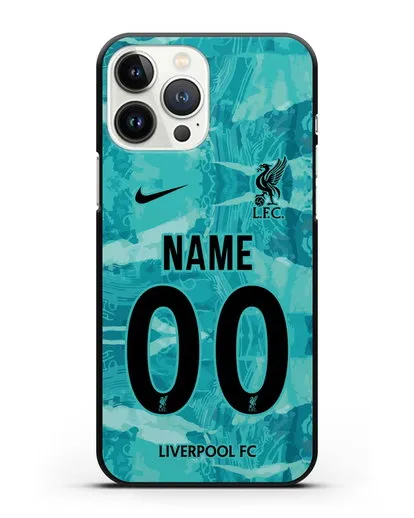 Именной чехол ФК Ливерпуль с фамилией и номером (сезон 2020-2021) гостевая форма силиконовый для iPhone 13 Pro Max