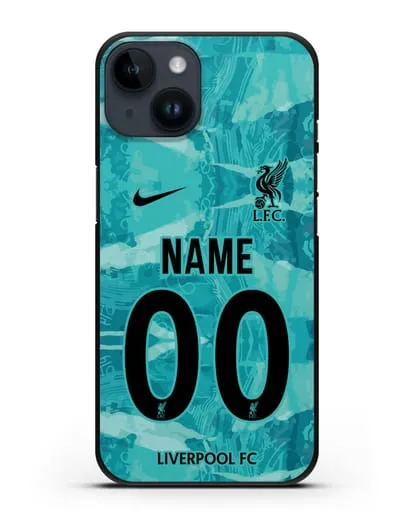Именной чехол ФК Ливерпуль с фамилией и номером (сезон 2020-2021) гостевая форма силиконовый для iPhone 14