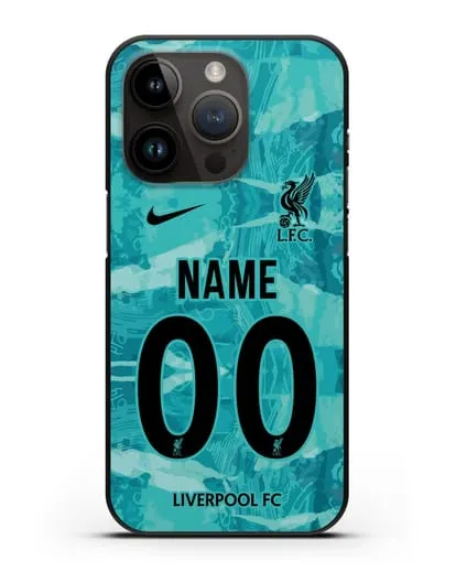 Именной чехол ФК Ливерпуль с фамилией и номером (сезон 2020-2021) гостевая форма силиконовый для iPhone 14 Pro