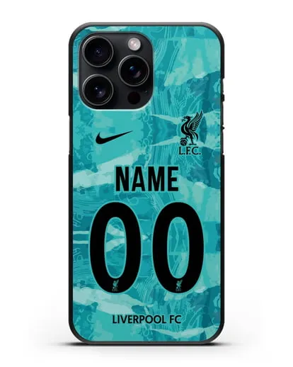 Именной чехол ФК Ливерпуль с фамилией и номером (сезон 2020-2021) гостевая форма силиконовый для iPhone 15 Pro Max