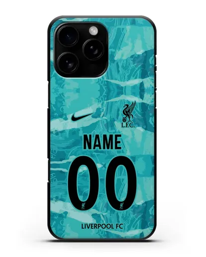 Именной чехол ФК Ливерпуль с фамилией и номером (сезон 2020-2021) гостевая форма силиконовый для iPhone 16 Pro Max
