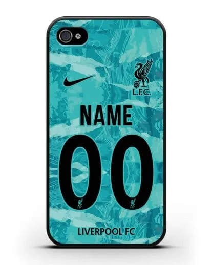 Именной чехол ФК Ливерпуль с фамилией и номером (сезон 2020-2021) гостевая форма силиконовый для iPhone 4/4s