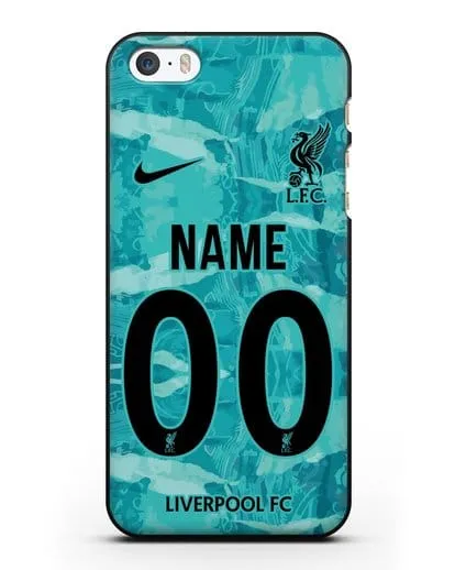 Именной чехол ФК Ливерпуль с фамилией и номером (сезон 2020-2021) гостевая форма силиконовый для iPhone 5/5s/SE