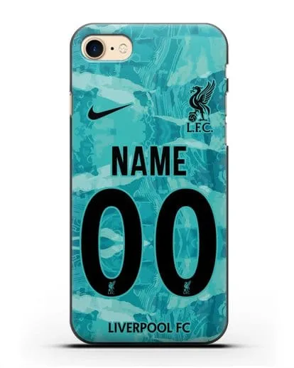 Именной чехол ФК Ливерпуль с фамилией и номером (сезон 2020-2021) гостевая форма силиконовый для iPhone 8