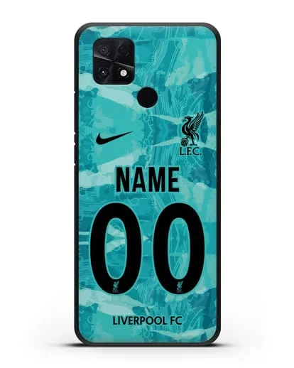 Именной чехол ФК Ливерпуль с фамилией и номером (сезон 2020-2021) гостевая форма силиконовый для Xiaomi Poco C40