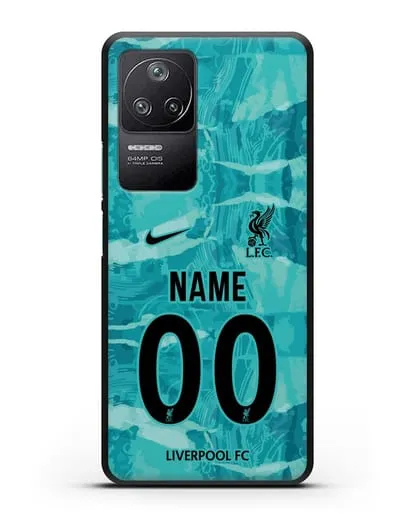Именной чехол ФК Ливерпуль с фамилией и номером (сезон 2020-2021) гостевая форма силиконовый для Xiaomi Poco F4