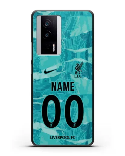 Именной чехол ФК Ливерпуль с фамилией и номером (сезон 2020-2021) гостевая форма силиконовый для Xiaomi Poco F5 Pro