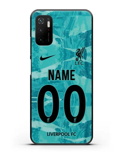 Именной чехол ФК Ливерпуль с фамилией и номером (сезон 2020-2021) гостевая форма силиконовый для Xiaomi Poco M3 Pro
